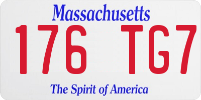MA license plate 176TG7
