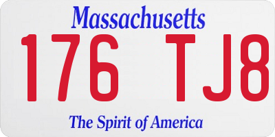 MA license plate 176TJ8