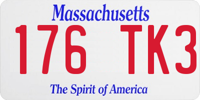 MA license plate 176TK3
