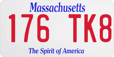 MA license plate 176TK8