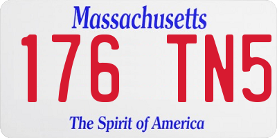 MA license plate 176TN5