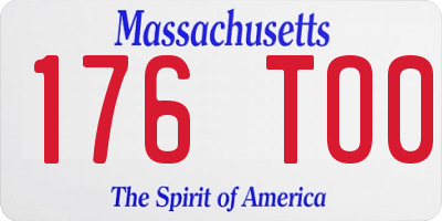MA license plate 176TO0