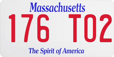 MA license plate 176TO2