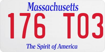 MA license plate 176TO3