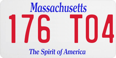 MA license plate 176TO4