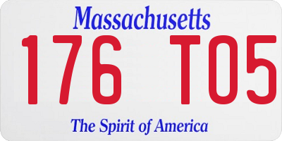 MA license plate 176TO5