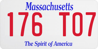 MA license plate 176TO7