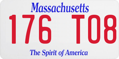 MA license plate 176TO8