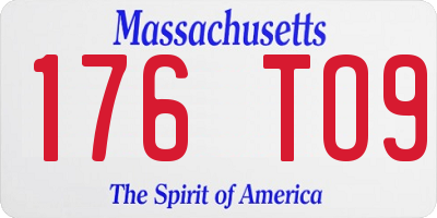 MA license plate 176TO9