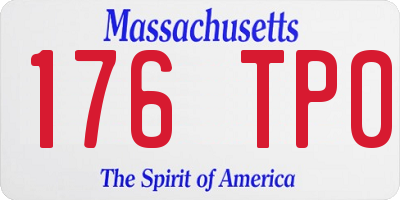 MA license plate 176TP0