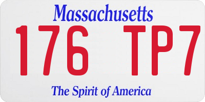 MA license plate 176TP7