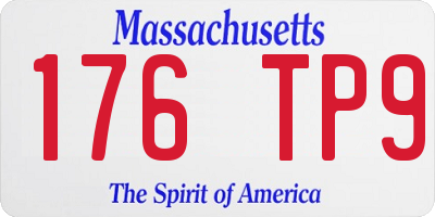 MA license plate 176TP9