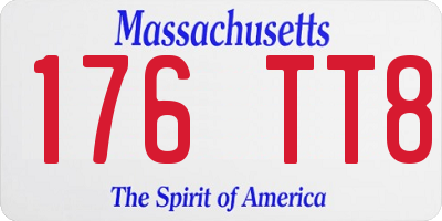MA license plate 176TT8