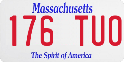 MA license plate 176TU0