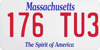 MA license plate 176TU3