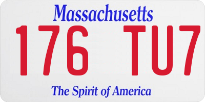 MA license plate 176TU7