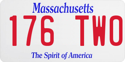 MA license plate 176TW0