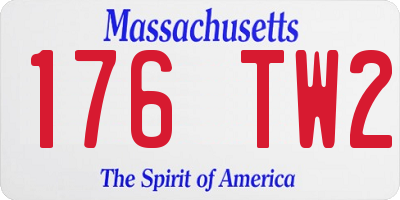 MA license plate 176TW2