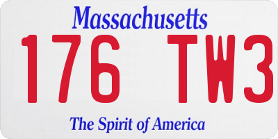MA license plate 176TW3