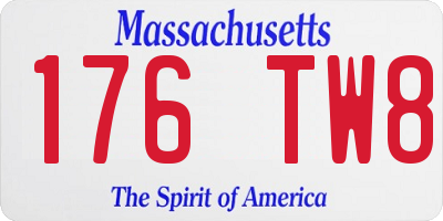 MA license plate 176TW8