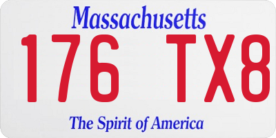 MA license plate 176TX8