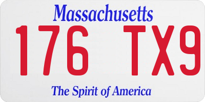 MA license plate 176TX9
