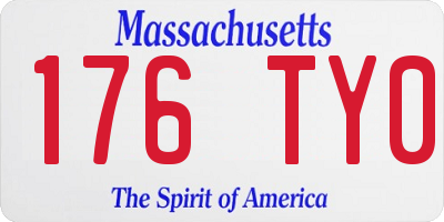 MA license plate 176TY0
