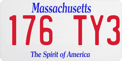 MA license plate 176TY3