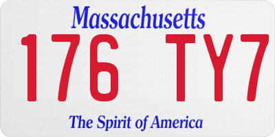 MA license plate 176TY7