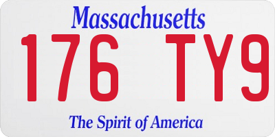 MA license plate 176TY9