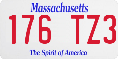 MA license plate 176TZ3