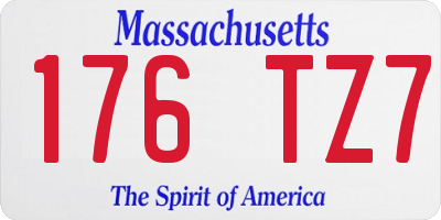 MA license plate 176TZ7