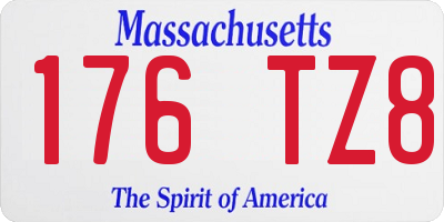MA license plate 176TZ8
