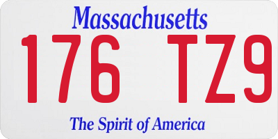 MA license plate 176TZ9