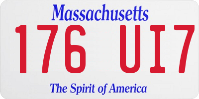 MA license plate 176UI7