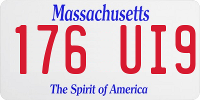 MA license plate 176UI9