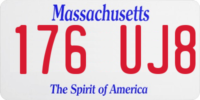 MA license plate 176UJ8