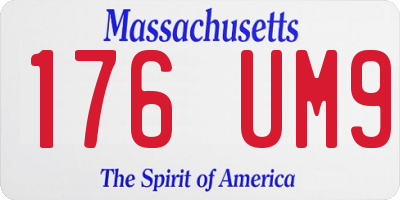 MA license plate 176UM9