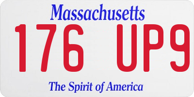 MA license plate 176UP9