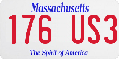 MA license plate 176US3