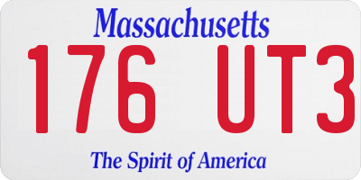 MA license plate 176UT3