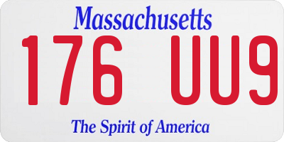 MA license plate 176UU9