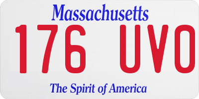 MA license plate 176UV0