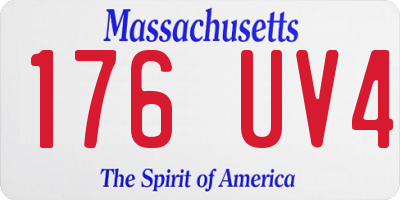 MA license plate 176UV4