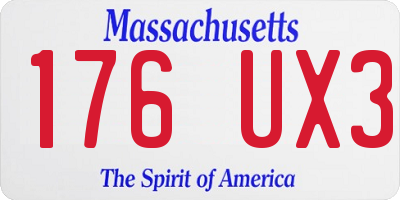 MA license plate 176UX3