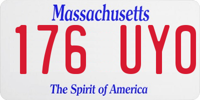 MA license plate 176UY0