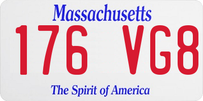 MA license plate 176VG8