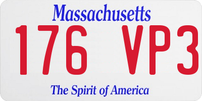 MA license plate 176VP3