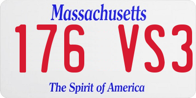 MA license plate 176VS3