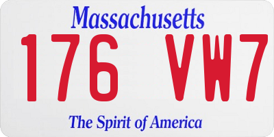 MA license plate 176VW7